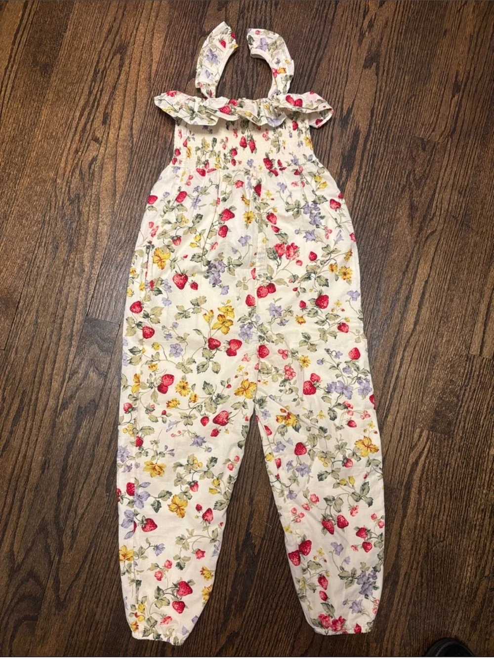 Ralph Lauren Cream Floral Fruit Jumpsuit with Multicolor Print